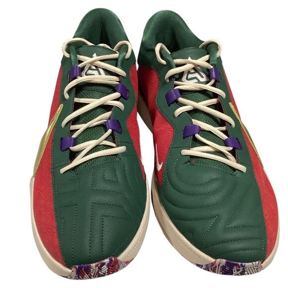 Nike Basketball Shoes Mens 18 Red Green Gannis Zoom Freak 5 NRG Keep It A Buck - Picture 2 of 10